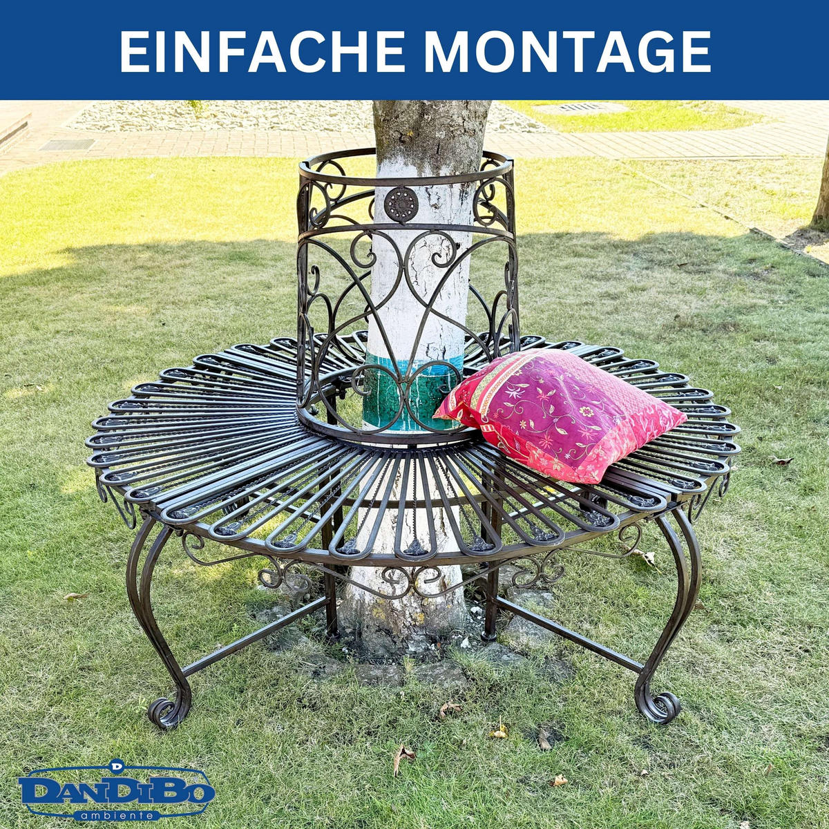 BAUMBANK Rund Metall Wetterfest Braun Rundbank ø 135 cm - Braun, Metall (135/92/135cm) - DanDiBo