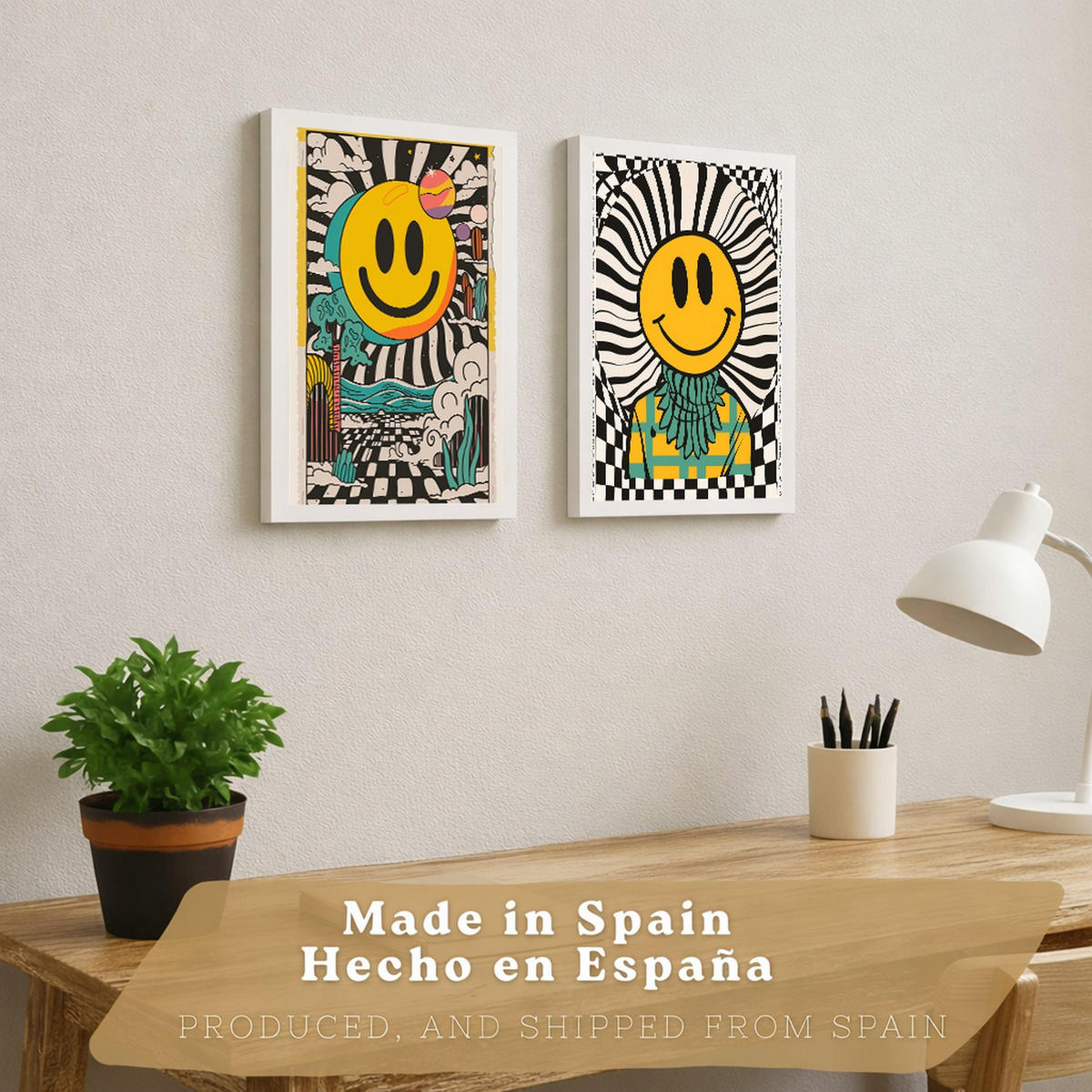 PLAKAT Sada 2 Emoji A3 Bílý rám - bílá, papír (29.7/1/42cm) - Nacnic