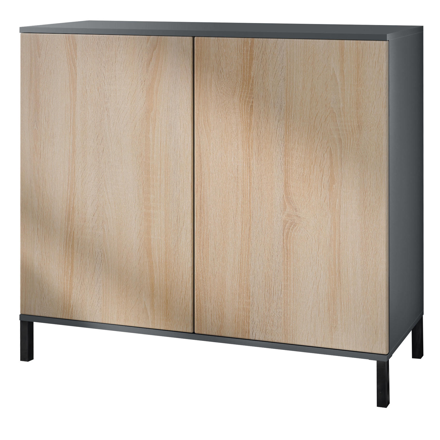 KOMMODE Skadu Eiche sägerau - Eiche San Remo, Holzwerkstoff (92.5/83.5/35cm) - Vladon