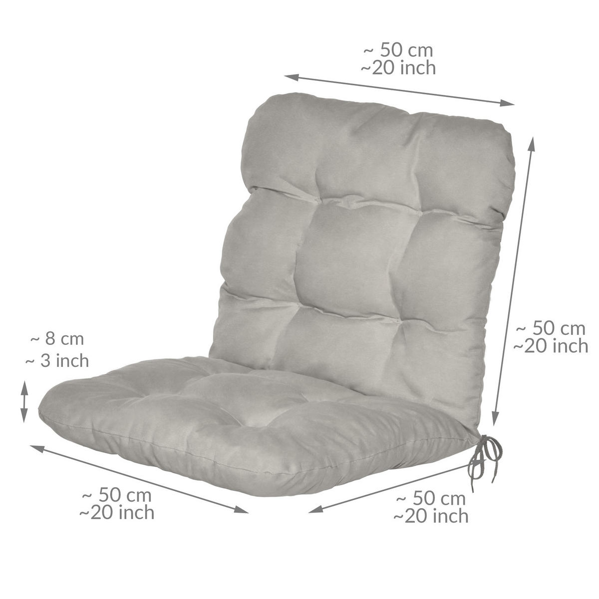 NIEDERLEHNERAUFLAGE Flair NL 100/50/8cm Hellgrau (4tlg) - Hellgrau, Textil (50/8/100cm) - Beautissu 