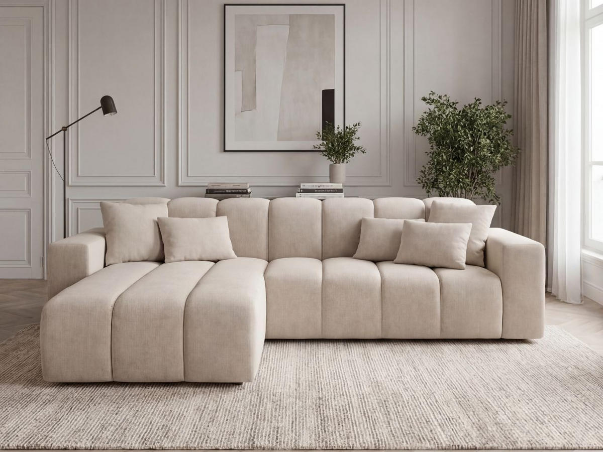 ECKSOFA Nork Beige Links - Beige, Holz/Textil (180/265cm) - Graingold