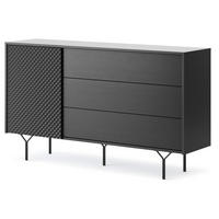 SIDEBOARD NEROCCI 144/83/38 cm mit 3 Schubladen 1 Türen Schwarz - Schwarz, Holzwerkstoff (144/83/38cm) - MASSENO