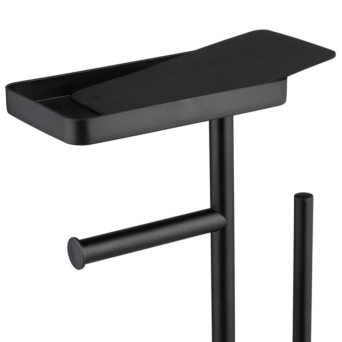WC-GARNITUR - Schwarz, Kunststoff/Metall (29/65.5/11.5cm) - Relaxdays
