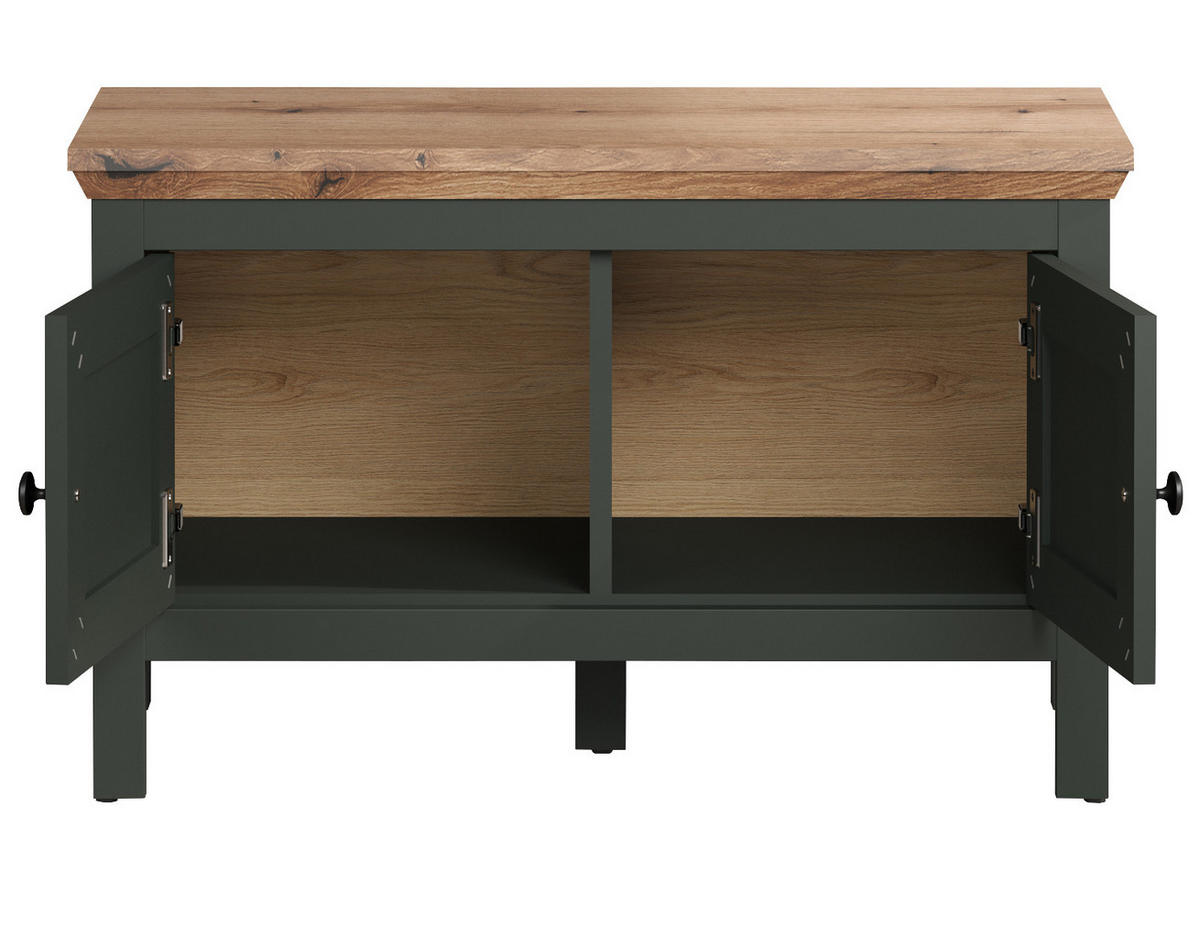 GARDEROBENBANK grün, Evoke Eiche Landhaus 77 x 48 cm, Sitzbank mit Stauraum - Eichefarben/Schwarz, Holzwerkstoff/Kunststoff (77/48/39cm) - Top.Furn