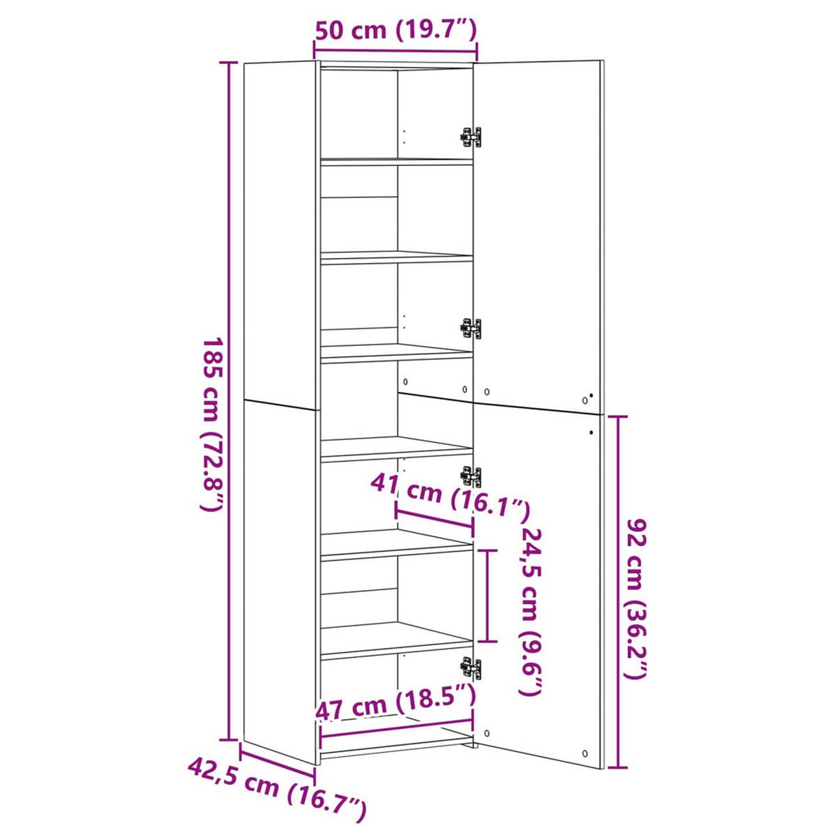 HIGHBOARD Altholz 50/42,5/185 Cm - Braun, Holzwerkstoff (42.5/185/50cm) - vidaXL