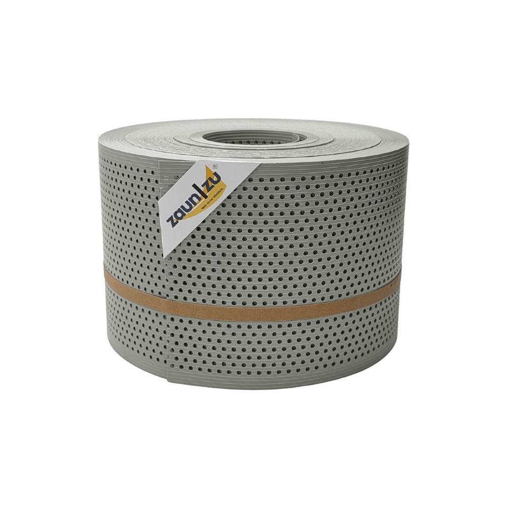 SICHTSCHUTZSTREIFEN Rille Gelocht 20 Prozent PP Streifen Steingrau 50m - Graubraun, Kunststoff (5000/19cm) - ZAUN|ZU