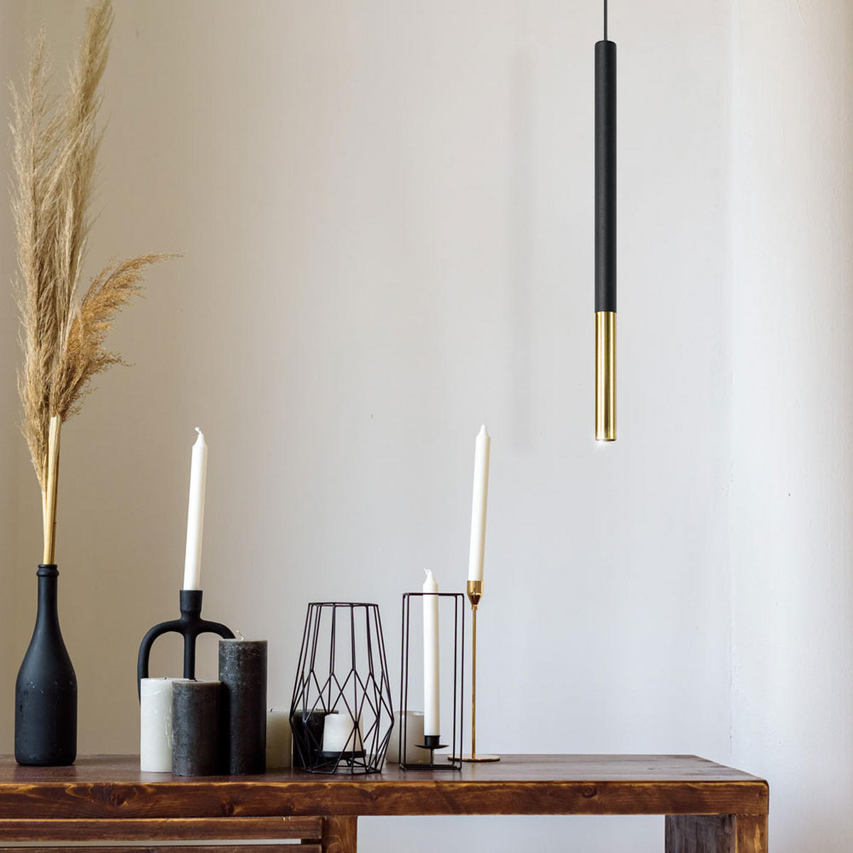 LED HÄNGELEUCHTE Stahl Schwarz-Gold - Schwarz, Metall (8/8/110cm)