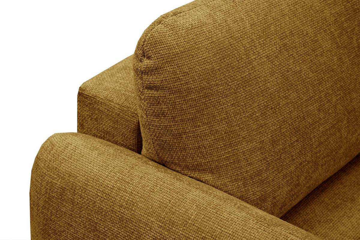 SOFA DRAKE 3-Sitzer mit Schlaffunktion, dunkelgelb - Dunkelgelb/Braun, Holz/Textil (232/90/107cm) - Courtois Laville