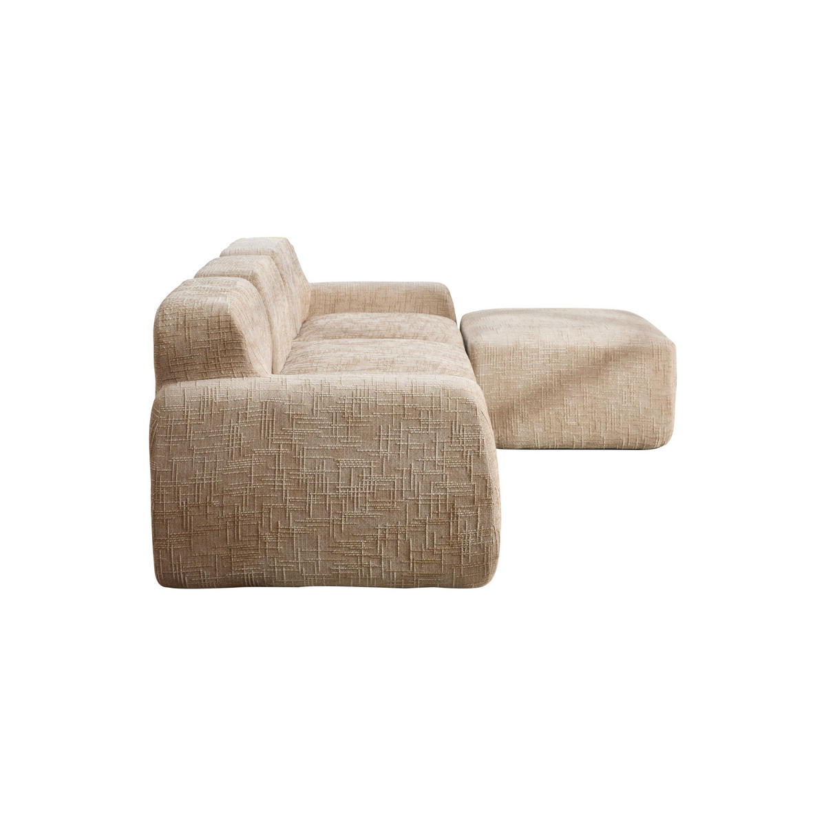 ECKSOFA 269.5/182.5/73 cm Hellkhaki mit beweglicher Fußhocker - Sandfarben, Textil (182.5/269.5cm) - Oxeza