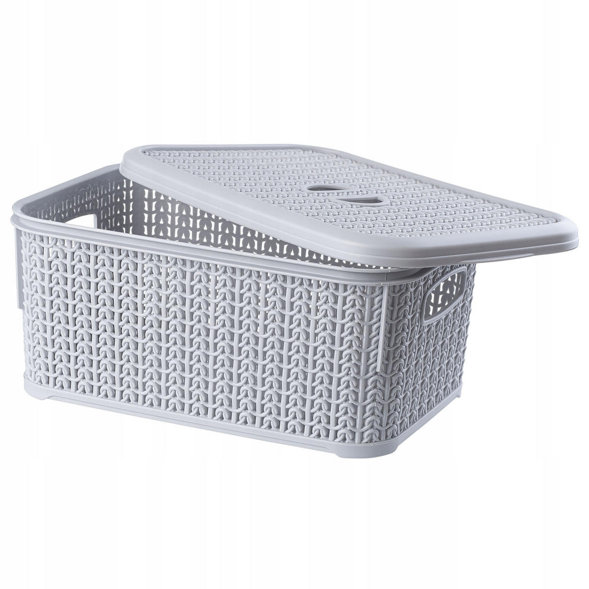 KORB mit Deckel, 6L, grau, 2 Stk. - Grau, Kunststoff (20/29cm) - KADAX