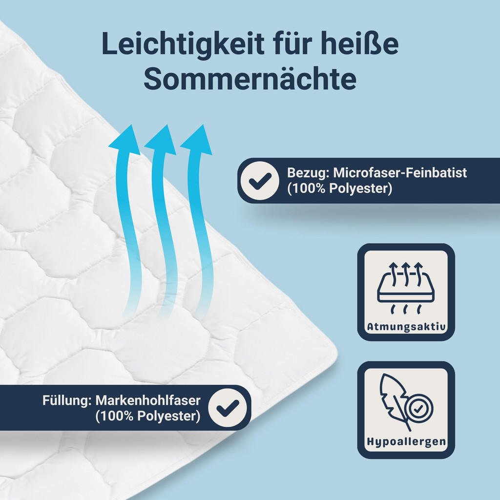 Thumbnail - Betten-ABC Steppbett, Weiß, Textil, 220x155 cm, Schlaftextilien, Bettdecken