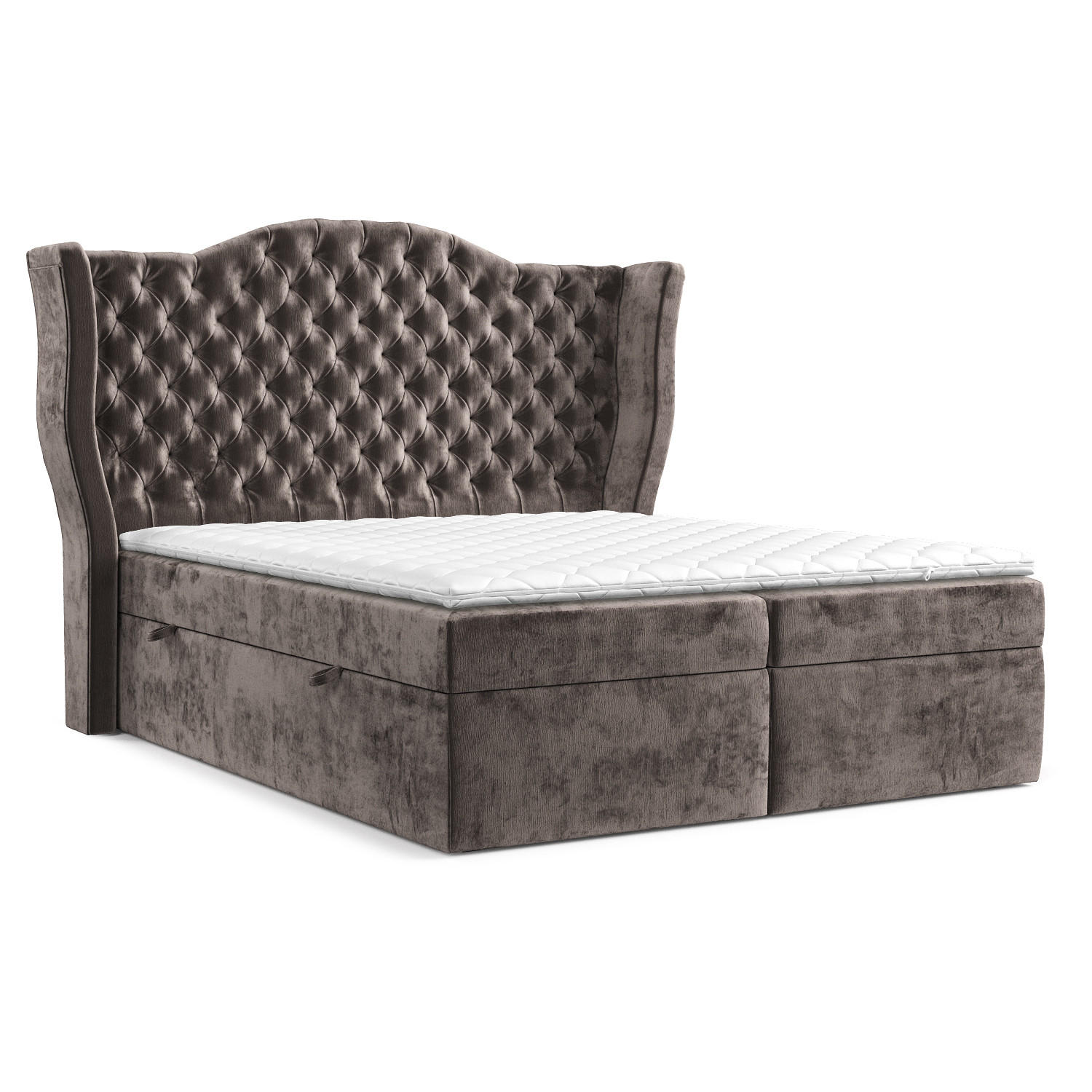 BOXBETT Royal Braun 180/200 cm im Chenille-Stoff - Schwarz/Braun, Holz/Holzwerkstoff (180/200cm) - Maison de Reve