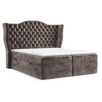 BOXBETT Royal Braun 180/200 cm im Chenille-Stoff - Schwarz/Braun, Holz/Holzwerkstoff (180/200cm) - Maison de Reve