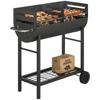 HOLZKOHLEGRILL DE-10293 2 Grillzonen höhenverstellbar Schwarz - Schwarz, Metall (46.5/100/103cm) - ComfortXL