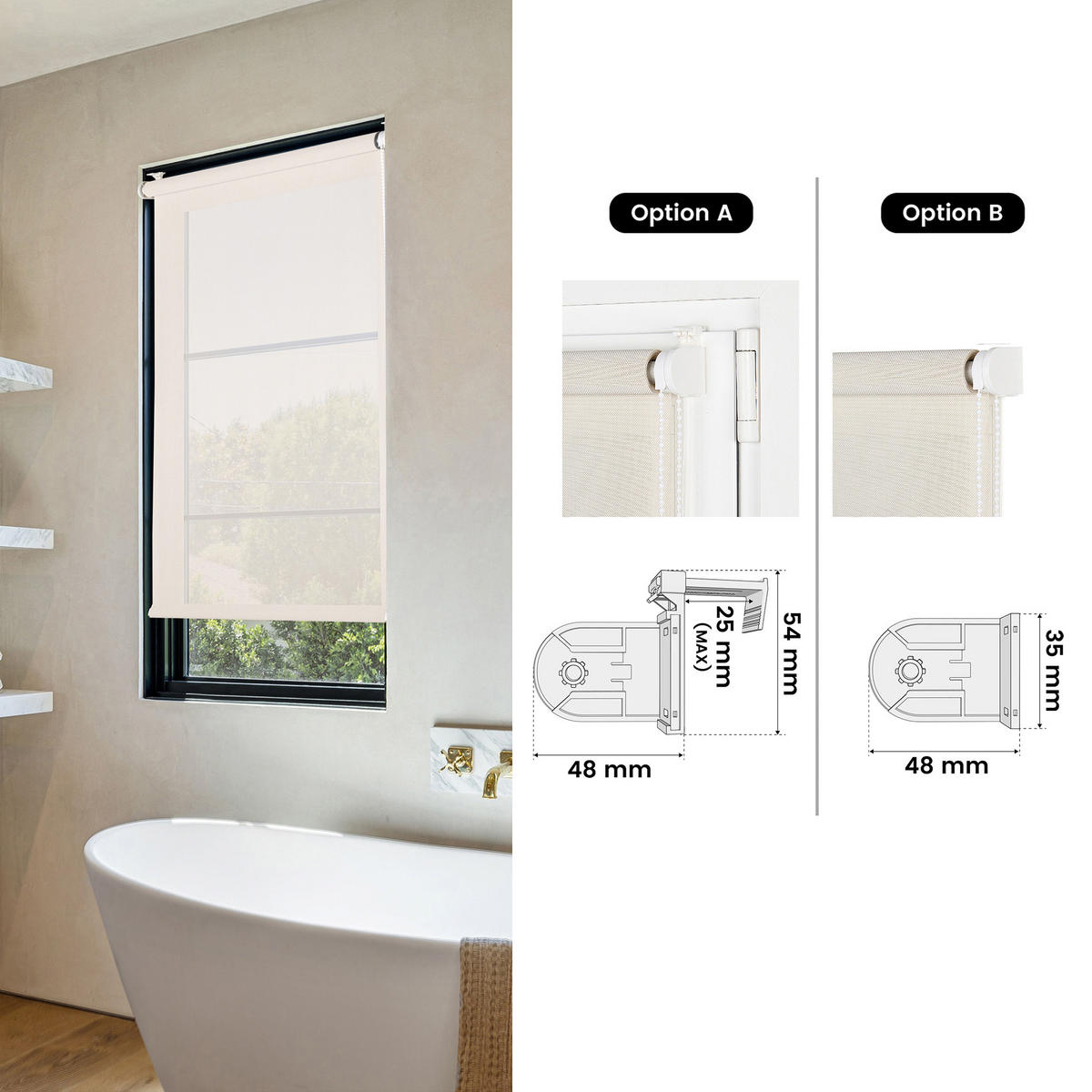 SCREEN-ROLLO without drilling 75X180 - Ecru, Kunststoff (75/180cm) - STORESDECO