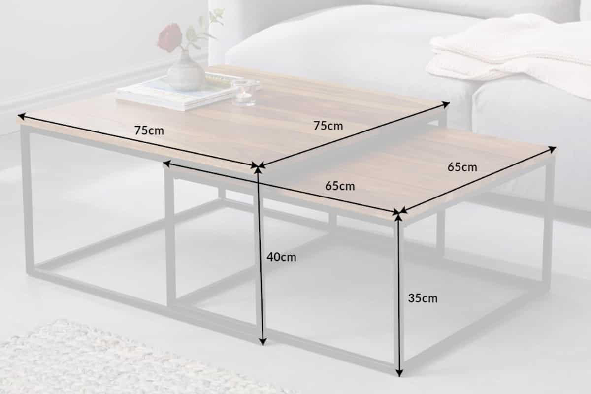 COUCHTISCH ELEMENTS Sheesham rechteckig Natur 75cm - Braun, Holz/Metall (75/75/40cm) - riess-ambiente