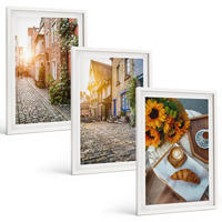 BILDER SET 3er Set - 40x60 cm Weißer Rahmen - Straßenkaffee Sonnenblumen - Weiß, Kunststoff (40/60cm) - TULUP