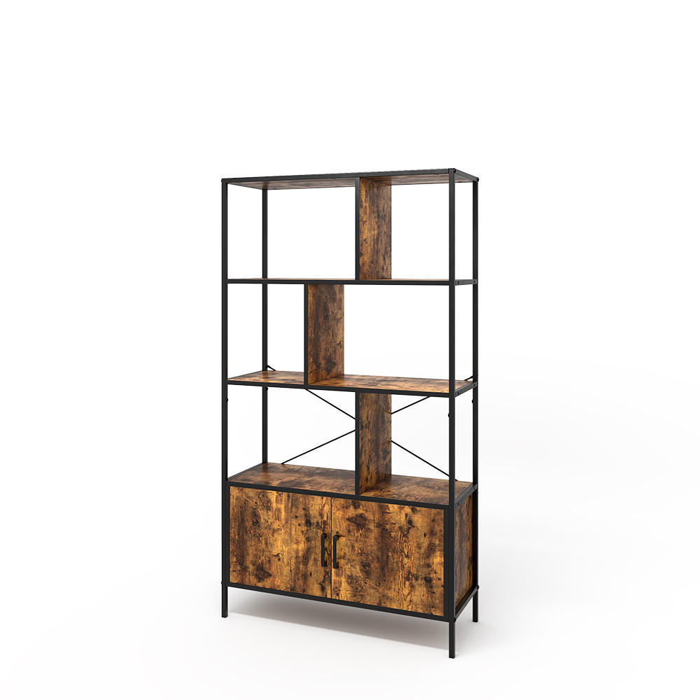 BÜCHERREGAL Fyrk Eiche rustikal 80 x 146.5 cm mit 2 Türen - Wildeiche/Schwarz, Holzwerkstoff (80/146.5/30cm) - Vicco