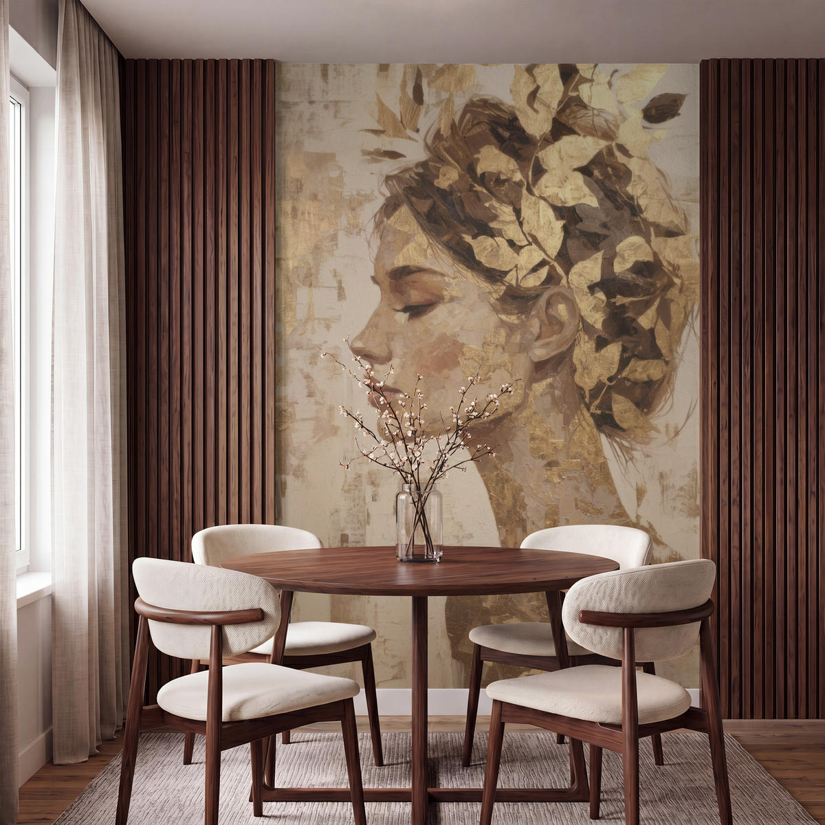 TAPETE - Frau - Gold - Abstrakt - Textur - 140x220 cm - Goldfarben, Papier (140/220cm) - OnlyWow