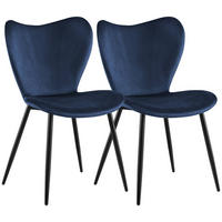 ESSZIMMERSTUHL 2 Samt Dunkelblau - Schwarz/Dunkelblau, Textil/Metall (50/80/58cm) - CLP