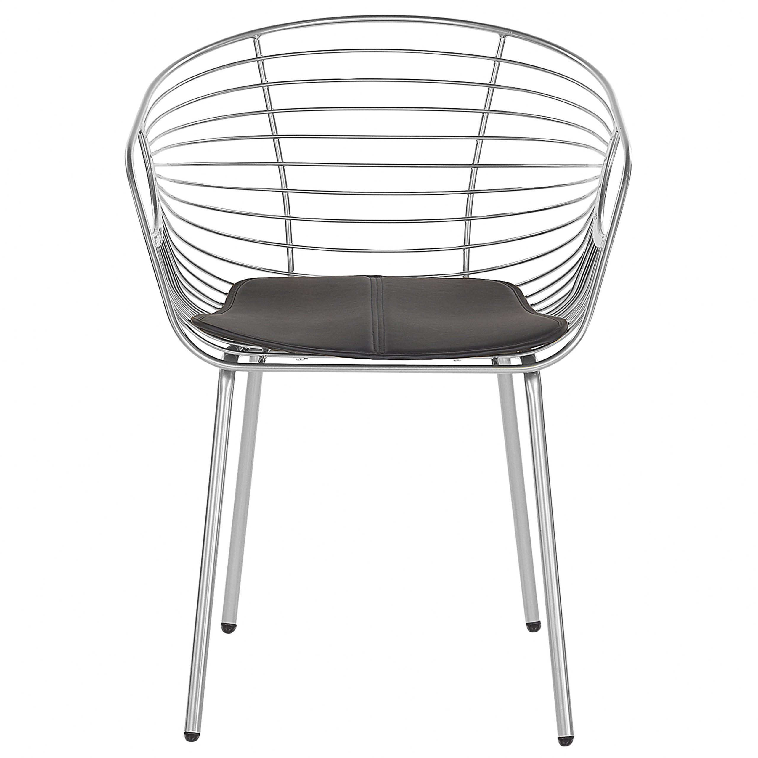 METALLSTUHL 2er-Set Silber Hoback - Silberfarben, Textil/Metall (60/79/56cm) - Beliani