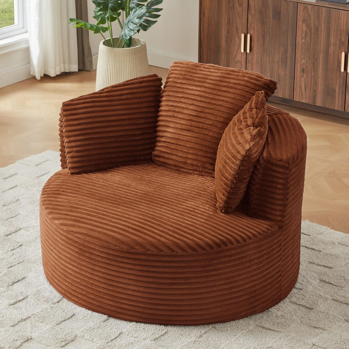 SOFA Cord Orange - Orange, Textil (124/86/113cm) - WISHDOR
