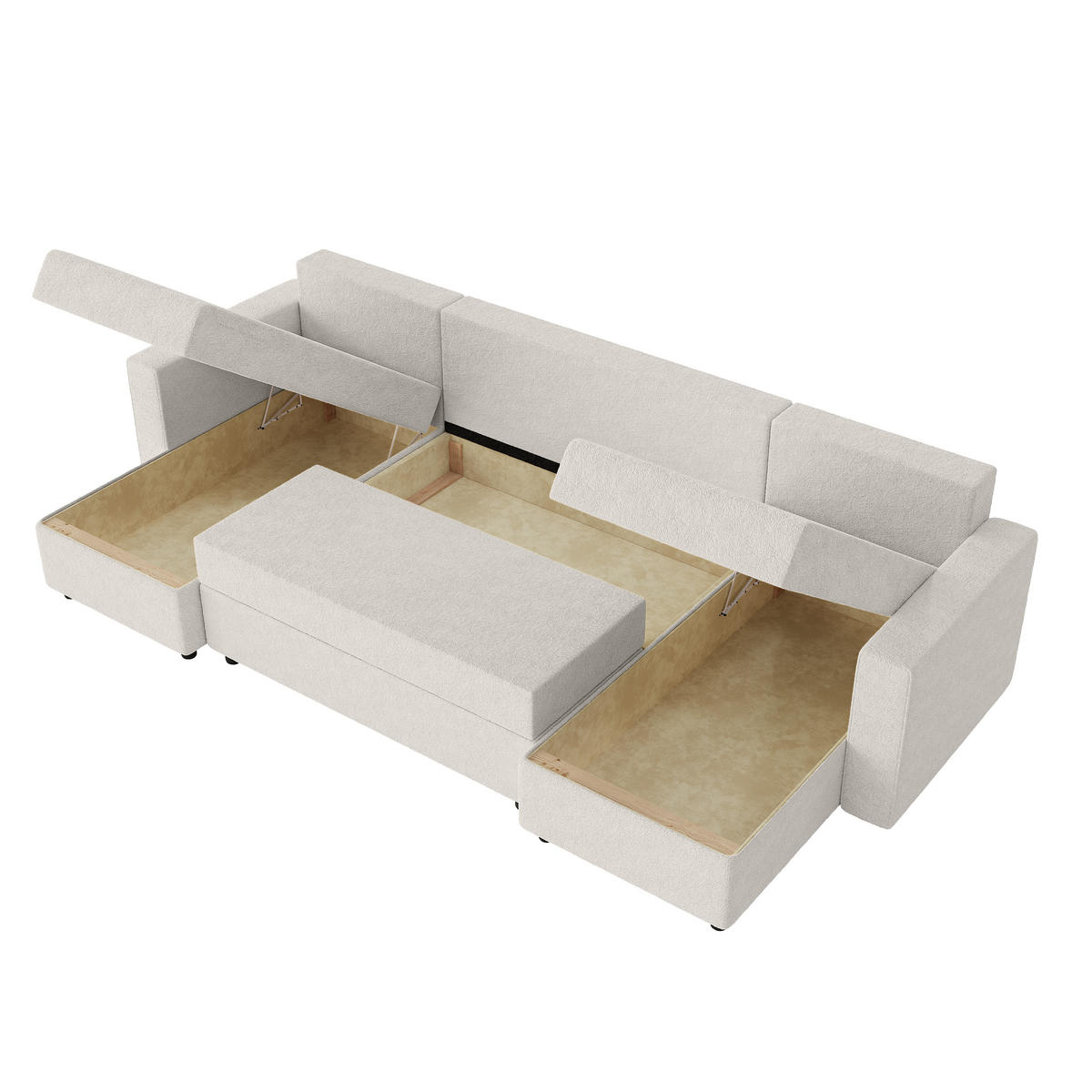 WOHNLANDSCHAFT Goka Lux U mit Schlaffunktion, Weiß - Weiß, Textil (298/72/146cm) - Fedve