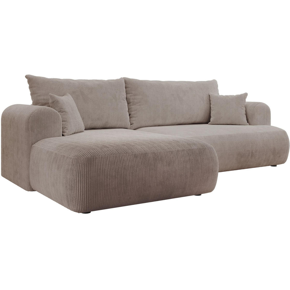 ECKSOFA Ovo Cord mit Cordbezug Beige, links - Beige/Schwarz, Textil (260/165cm) - Selsey