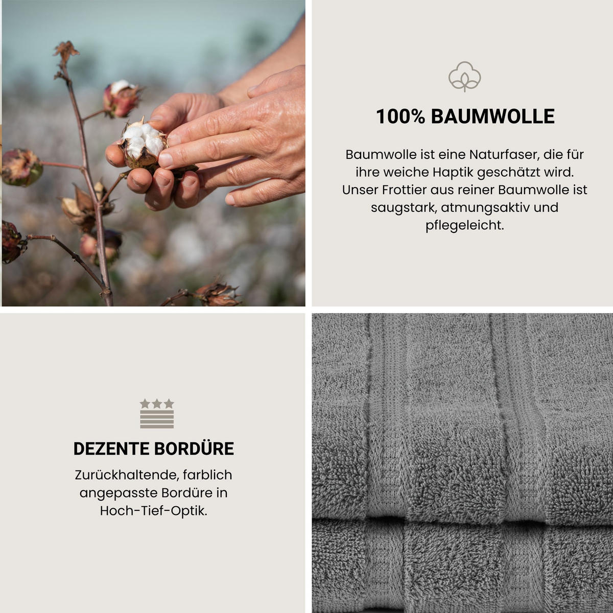 FROTTIERSET Las Palmas - 8-teilig - Anthrazit - Anthrazit, Textil (50/100cm) - SCHIESSER
