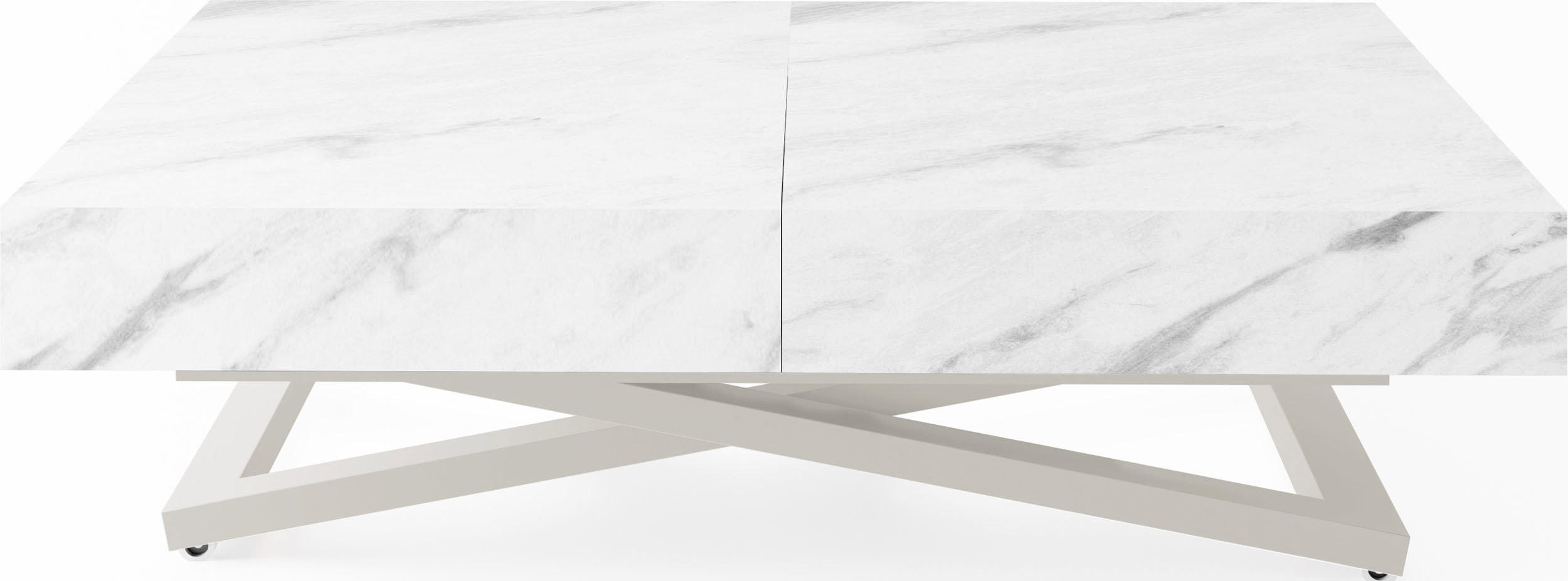 COUCHTISCH Cavetta U höhenverstellbar ausziehbar, Marmor Weiß 120-200/80/27-76 cm - Kaschmir/Ecru, Holzwerkstoff/Metall (80/200/76cm) - WFL GROUP