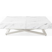 COUCHTISCH Cavetta U höhenverstellbar ausziehbar, Marmor Weiß 120-200/80/27-76 cm - Ecru/Kaschmir, Holzwerkstoff/Metall (80/200/76cm) - WFL GROUP