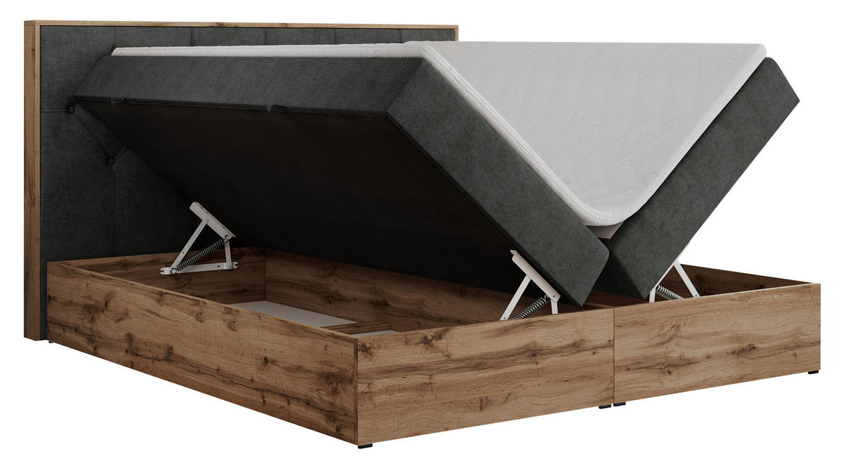 BOXBETT VENETO 200/200 Dunkelgrau Struktur - H3 - Dunkelgrau, Holz/Textil (200/200cm) - MKS