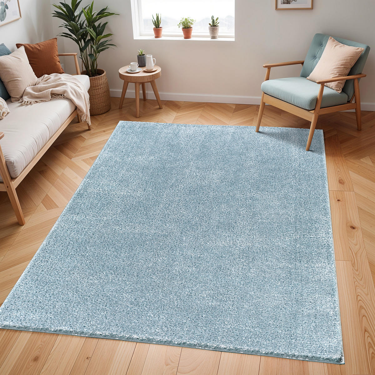 HOCHFLORTEPPICH 160/213 cm Blau - Blau, Naturmaterialien/Textil (160/213cm) - LIVABLISS