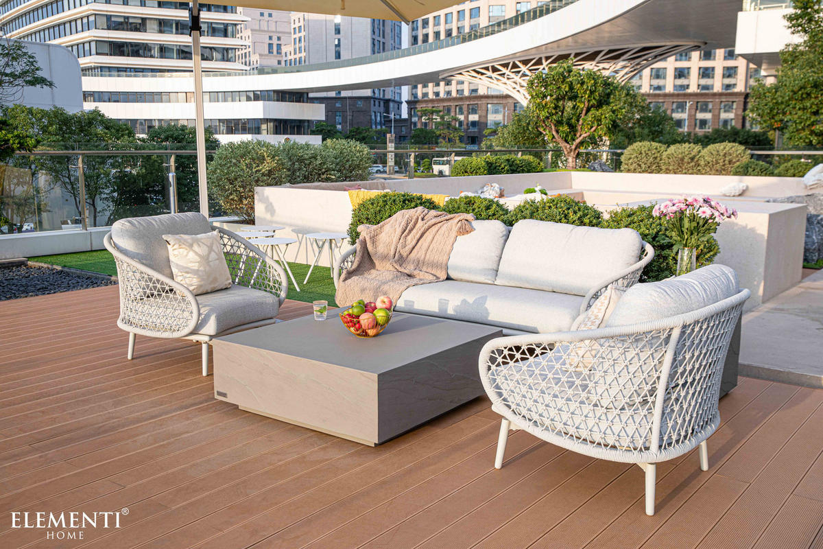 COUCHTISCH COLORADO aus GF-Beton Quadrat, Wetterbeständig, 102x102x36 cm - Grau, Naturmaterialien (102/102/36cm) - Elementi