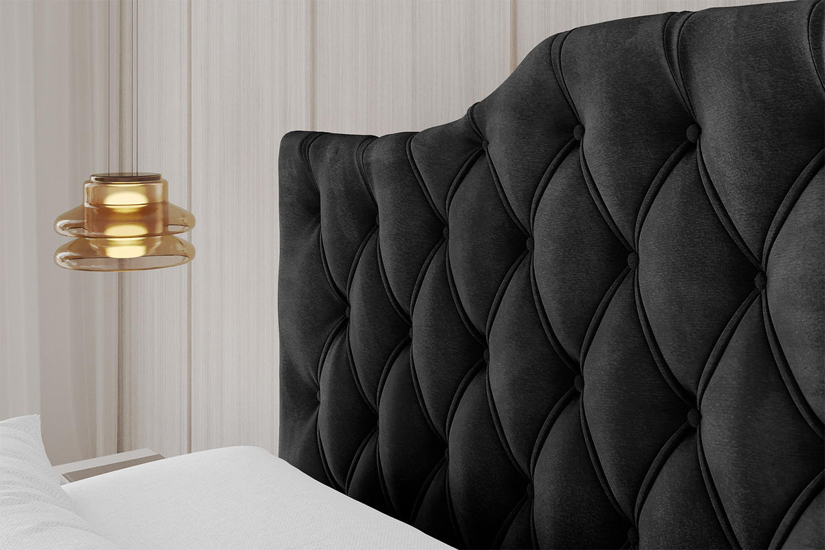 POLSTERBETT mit Bettkasten, Fußteil und Lattenrost, Boxbett mit Matratze H3/H4 - FALIO-Z 120x200 Schwarz - Schwarz, Holzwerkstoff/Textil (120/200cm) - ALTDECOR