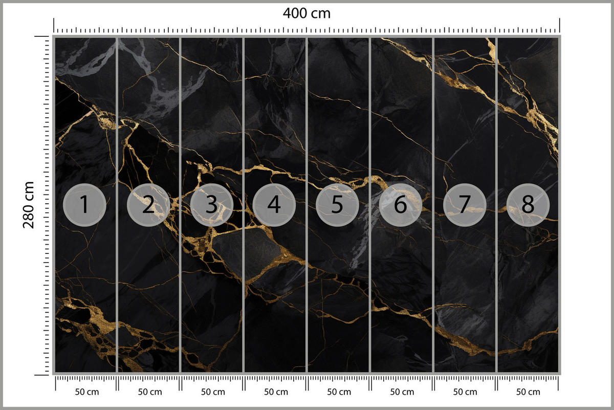 FOTOTAPETE Marmor Abstraktion Glamour Schwarz Modern Luxus Eleganz 400x280 - Gelb/Schwarz, Papier (400/280cm) - Muralo