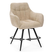 STUHL FANO drehbar gepolsterter mit Steppung - hellbeige - Boucle - Beige/Schwarz, Textil/Metall (58/83/59cm) - NEW HOME