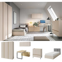 JUGENDZIMMER Laris Set C mit Bett 90 x 200 - Sandbeige / Eiche geölt - Eichefarben/Beige, Holzwerkstoff/Metall (145/195/50cm) - QMM TraumMöbel