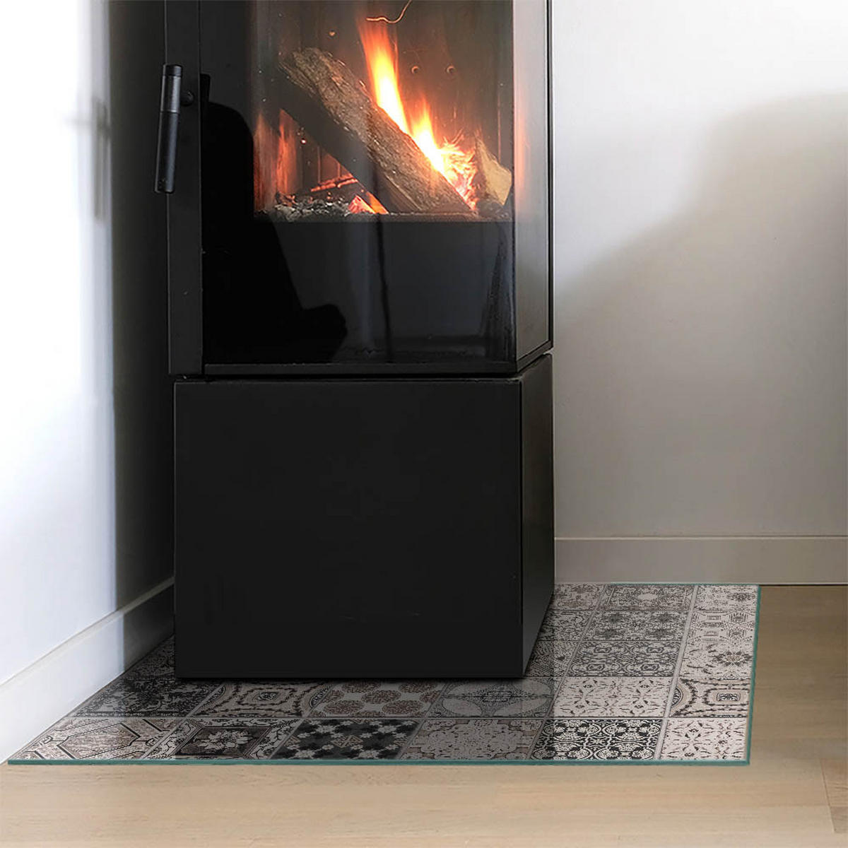 GLASPLATTE für Kamin 60x60 cm - Schwarz, Glas (60/60/0.4cm) - TULUP