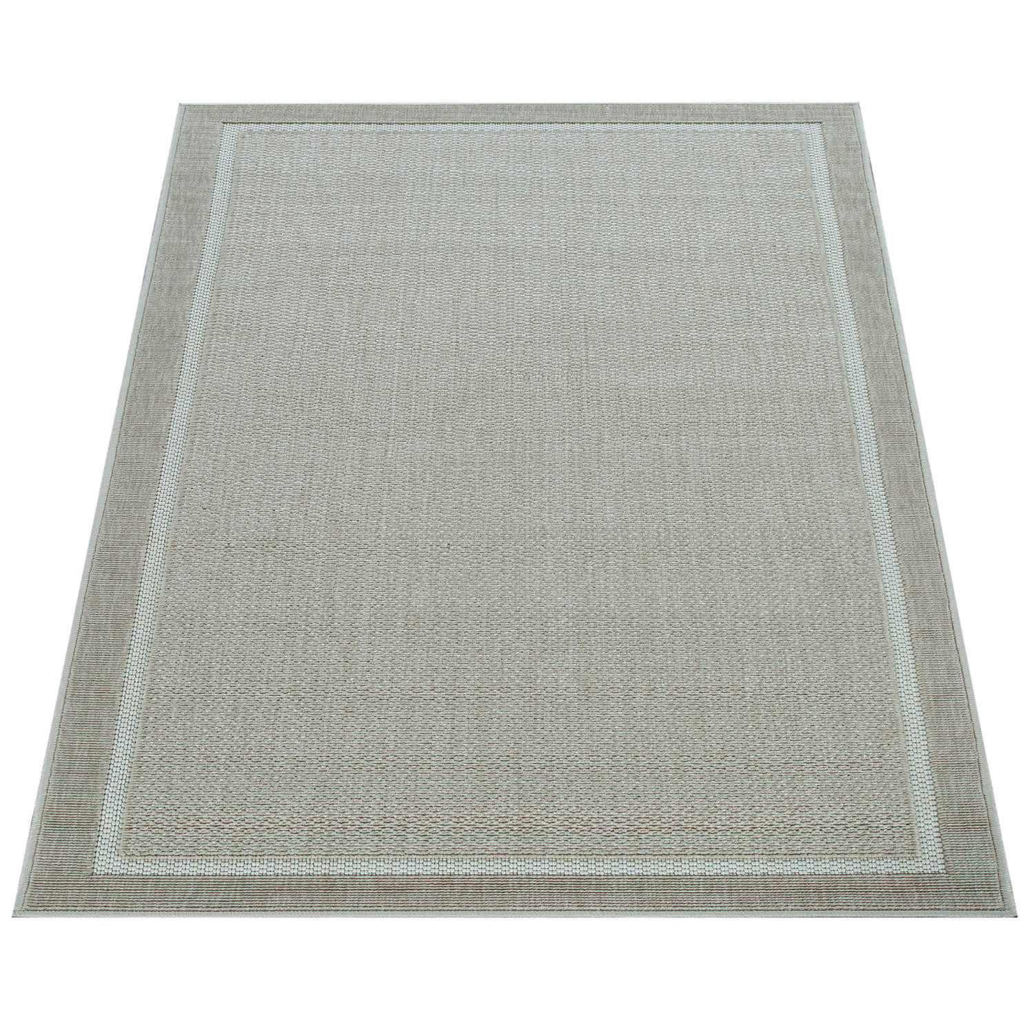 TEPPICH Outdoor Unifarben Bordüre Balkon, Terrasse schmutzabweisend Beige Rechteckig 120x170 - Beige, Textil (120/170cm) - KADIMA DESIGN