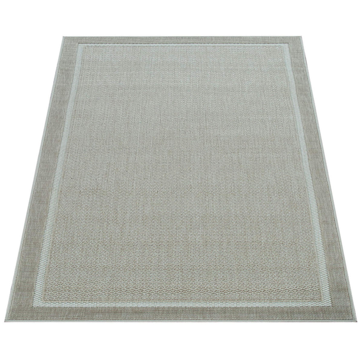 TEPPICH Outdoor Unifarben Bordüre Balkon, Terrasse schmutzabweisend Beige Rechteckig 120x170 - Beige, Textil (120/170cm) - KADIMA DESIGN