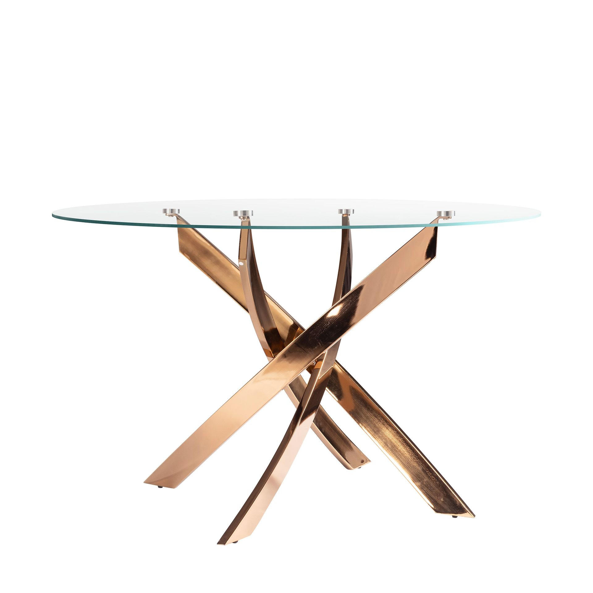 ESSTISCH Runder Esstisch aus gehärtetem Glas und rosa Stahl Ø110/75 cm - Pink/Hellrosa, Glas/Metall (110/110/75cm) - ANGEL CERDA