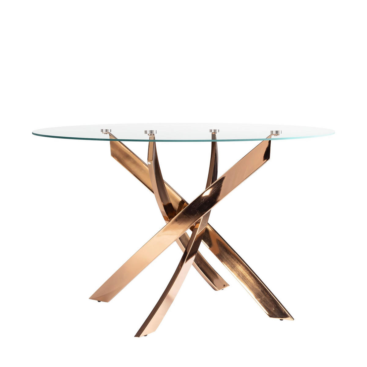 ESSTISCH Runder Esstisch aus gehärtetem Glas und rosa Stahl Ø110/75 cm - Pink/Hellrosa, Glas/Metall (110/110/75cm) - ANGEL CERDA