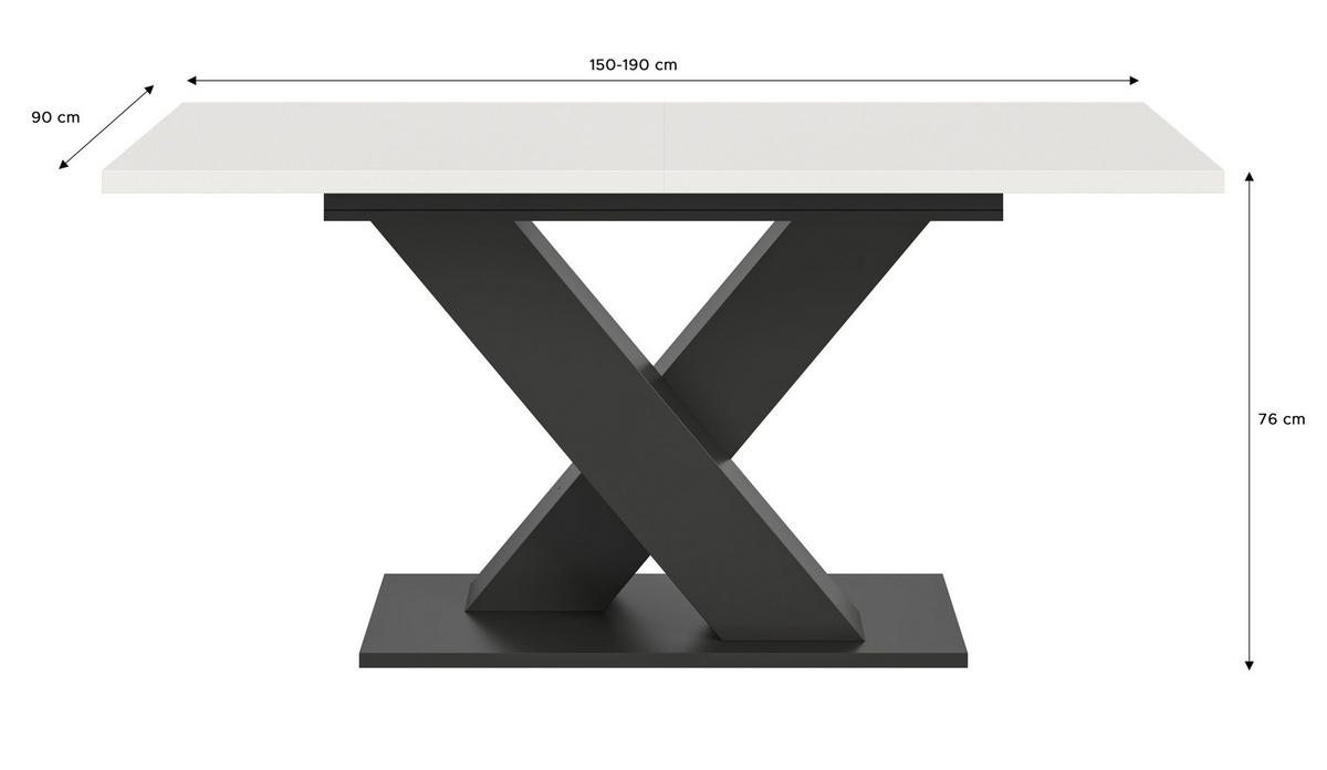 ESSTISCH MOTION (B/H/T: ca. 150/76/90 cm) in grau/weiß - Grau, Holzwerkstoff (90/150/76cm)