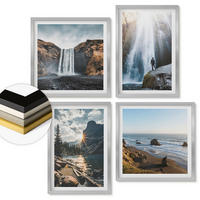 WANDBILDER 4er Set - 50x50 cm & 40x60 cm Silberner Rahmen - Wasserfälle, Berge, Landschaften, Natur - Silberfarben, Kunststoff (50/50cm) - ArtPrintCave