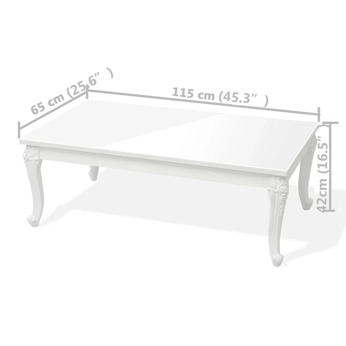 COUCHTISCH 115/65/42 Cm Hochglanz Weiss - Weiß, Holzwerkstoff (115/65/42cm) - vidaXL