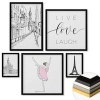 WANDBILDER 5er-Set - 50x50 cm & 20x30 cm & 40x60 cm Schwarzer Rahmen - Fruchtige Zitrusmuster - Schwarz, Kunststoff (40/60cm) - ArtPrintCave
