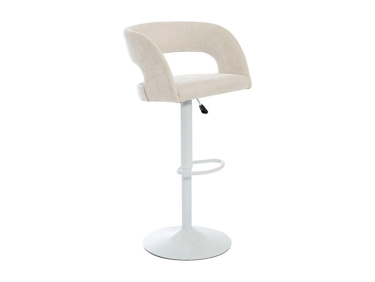 BARHOCKER 2er-Set höhenverstellbar - Stoff & weißes Metall - Cremefarben - LAJUNIA - Creme, Textil (53/108.5/52.5cm) - Vente-Unique