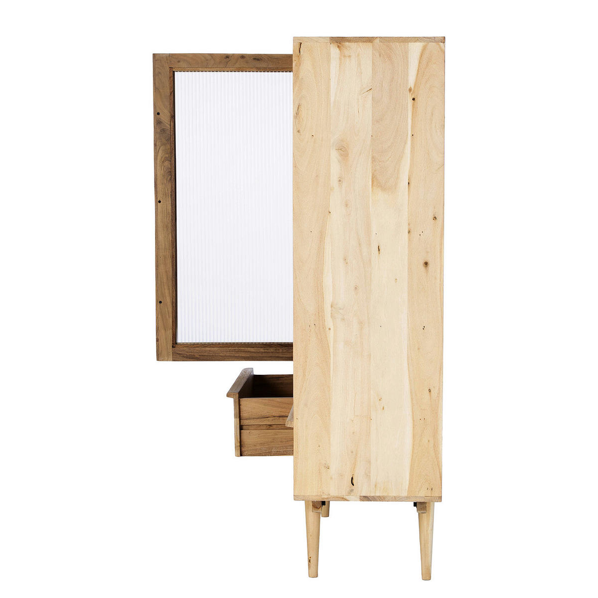 MASSIVER VITRINENSCHRANK - Akazie massiv - Akaziefarben, Glas/Holz (110/150/40cm) - home24