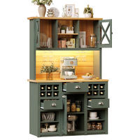 GESCHIRRSCHRANK aus MDF & Glas 120x45x188cm in Antique Green mit LED & Steckdosen - Dunkelgrün, Holzwerkstoff (120/188/45cm) - Modfu